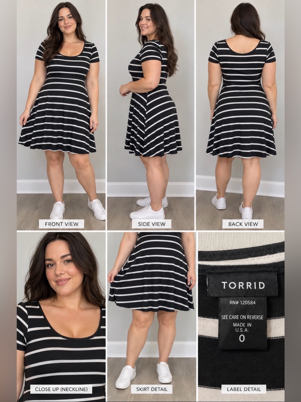 torrid Black and White Striped Scoop-Neck Midi Dress